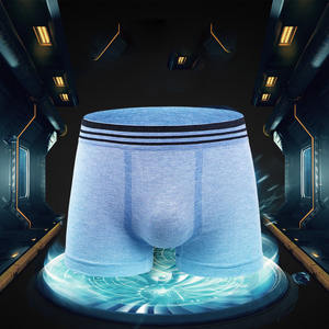 Boxer haute élasticité sans couture de grande taille en sous-vêtements colorés en coton OEM avec logo brodé personnalisé pour hommes - Product Image 3