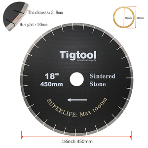 <span class=keywords><strong>Superlife</strong></span> Max 1000m Coupe sans copeaux 45 °   Lame de scie silencieuse pour coupe d'angle 18'' (450 mm) pour Dekton/Porcelaine/Pierre frittée Tigtool - Product Image 2