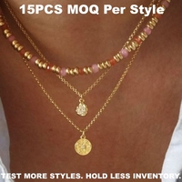 Collier délicat superposable à perles de pierre naturelle et perles baroques, chaîne en acier inoxydable, bijoux en pierres précieuses pour boutiques