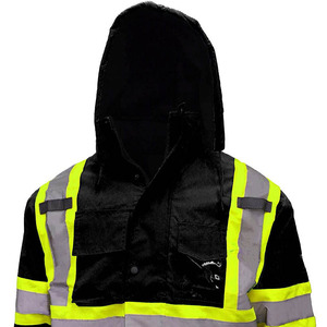 Unisex Safety Hi Vis Reflective Breathable Coated Canvas Spring Workwear <b>Jacket</b> for <b>Construction</b> - Product Image 3