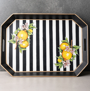 Iron Metal Contemporary Enamel Painted Metal <b>Tray</b> Christmas Tabletop Crackle Finished <b>Serving</b> <b>Tray</b> - Product Image 1