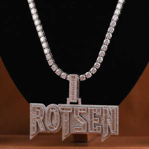 Colgante de diamante de moissanita con nombre ROTSEN personalizado estilo hip hop helado hecho a mano joyería corporal que brilla en la oscuridad para regalo - Product Image 2