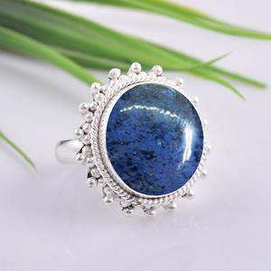 Bague en argent sterling 925 faite à la main bijoux de mode luxueux avec pierre précieuse naturelle Lapis Lazuli plaqué rhodium bague solide estampée - Product Image 2