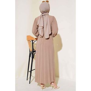 褶裥束带Ayrobin连衣裙貂皮 - Product Image 2