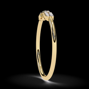 Bague en diamant naturel taille cluster, fine, or jaune et blanc 14 carats, trois pierres, bague de fiançailles, bijoux fins d'Inde - Product Image 5