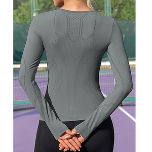 Chemise de compression à manches longues pour femmes haute performance avec tissu respirant et soutien musculaire - Product Image 3