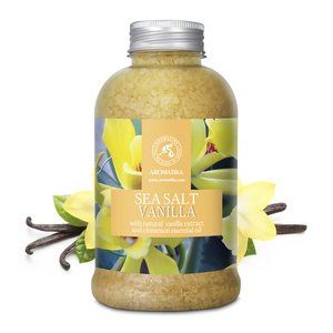 Aromatika Sal Marina Natural de Vainilla 600g en Forma de Cristal para Baño Corporal y Relajación Profunda, Envase en Frasco de Plástico - Product Image 1