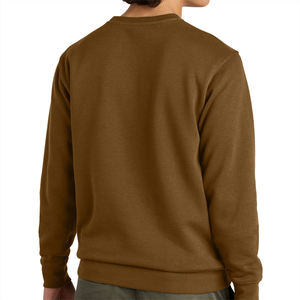 Sudadera de cuello redondo marrón unisex jersey de lana liso logotipo personalizado jersey de mezcla de algodón de ajuste informal - Product Image 6