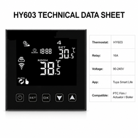 Termostato Eléctrico para Calefacción por Suelo Radiante HY603WE 16A, Control Remoto por Aplicación Tuya Smart, Bloqueo Infantil y Anticongelamiento, Suministro Directo de Fábrica