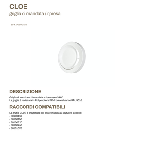 Griglia di alimentazione/ritorno Tecnosystemi Cloe per VMC 30100310 - Modello Registro e Griglia - Product Image 2