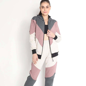 Conjunto deportivo de dos piezas con cremallera y logotipo personalizado para mujer, chaqueta transpirable con cremallera completa, pantalones elásticos de cintura alta para correr para invierno - Product Image 2