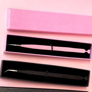 Precision Bottom Design Slant Tip Ergonomic Bottom Grip Anti-Static & Durable Stainless Steel Eyelash Tweezers - Product Image 4