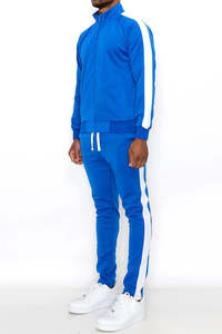 100% Polyester Full <b>zip</b>-<b>up</b> front stand-<b>up</b> collar Hoodie <b>Jacket</b> Front Pleat Side Striped Matching Casual Outfit Tracksuit - Product Image 5