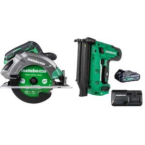 Kit Inalámbrico MultiVolt de 18V, Clavadora Neumática Compacta Inalámbrica de 18-Ga y Sierra Circular, Batería de 2.0 Ah para Cortar Madera y Azulejos - Product Image 1