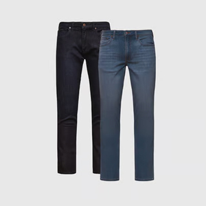 Jeans classiques pour homme, coupe slim droite, délavé moyen, effet vieilli, rivets, respirant, streetwear, printemps - Product Image 2
