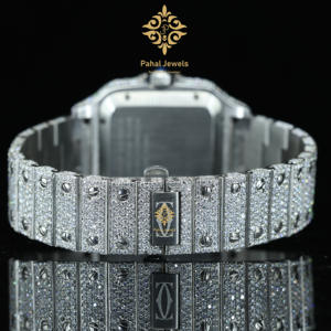 Montre automatique pour homme de qualité supérieure en acier inoxydable de 41 mm, vente en gros OEM, mouvement automatique, diamant moissanite de haute qualité, entièrement sertie de diamants - Product Image 2