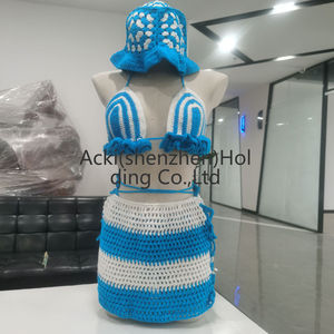 Traje de Baño Bikini de Crochet Personalizado con Contraste de Color, Tendencia de Moda Femenina 2025 - Product Image 5