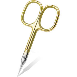 Tijeras para Cutículas con Hoja Curva Extra Fina, Tijeras de Manicura Super Delgadas, Hojas Precisas para Cejas, Pestañas y Piel Seca, Color Plateado - Product Image 1