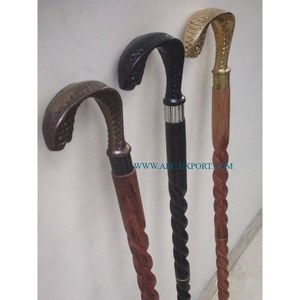 Juego de 3 bastones de lujo de madera y latón hechos a mano, último diseñador, forma personalizada, estándar, nuevo estilo, suministro de bastones para caminar - Product Image 1