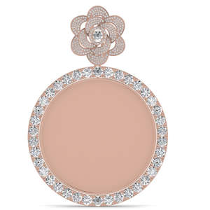 Élégant pendentif en argent sterling 925 avec photo ronde en moissanite et diamant plaqué or, fleur, halo, bordure, pendentifs à breloques - Product Image 6