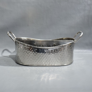 Petit seau à glace en acier inoxydable antirouille avec poignées Refroidisseur à vin polyvalent et bac à boissons pour une utilisation en intérieur et en extérieur - Product Image 1