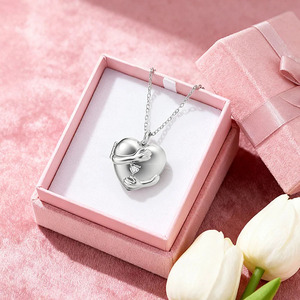 Jeulia Warm Hug Custom Engraved Heart Photo <b>Locket</b> Necklace in Gold Plated Stainless Steel - Product Image 5
