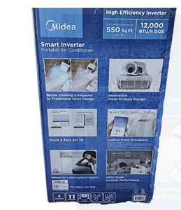 Condizionatore d'Aria Portatile Mideas DUO 12.000 BTU con Funzione di Riscaldamento |   Rubinetto 4-in-1 a Doppio Tubo a Frequenza Variabile Controllato da App per Uso Alberghiero in Plastica 550 S - Product Image 1