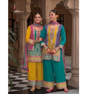 Traje elegante de estilo Palazzo con detalles bordados Ropa formal elegante para mujeres Disponible del proveedor indio para la exportación a granel - Product Image 1