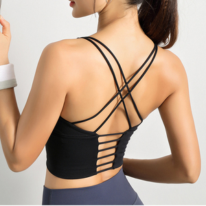 Women's Sport Bra OEM <b>Cross</b> Strap Yoga <b>Tops</b> Tank Crop Workout Active wear Bra Breathable Fabric Soft Feel 2027 - Product Image 4