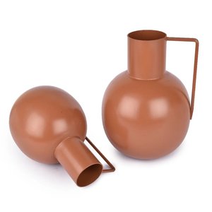 Vase à fleurs en métal de fer de forme Surahi avec finition en terre cuite pour la maison salon bureau décor de table Vase à fleurs - Product Image 2