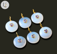 Colgante de Plata de Ley 925 con Incrustaciones de Calcedonia Azul Natural Redonda, Dijes Finos para Mujer, Fabricación de Joyería de Moda