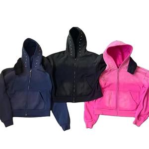 Sweat-shirt unisexe à capuche, coupe ample, style épaules tombantes, coton épais, molleton français, sweat-shirt délavé à l'acide pour garçons - Product Image 2