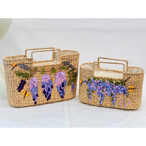 New Fashion Water Hyacinth Women's Bag Wicker Material with Decorative Pattern Handmade 99GD Vietnam - Caryln 0084935825297WA - Product Image 2