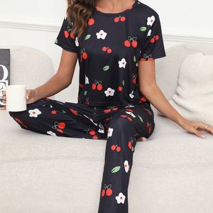 เสื้อคอกลมแขนสั้นและกางเกงเอวยางยืดชุดนอน & ชุดอยู่บ้านของผู้หญิง - Product Image 1