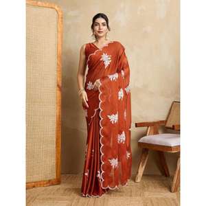 ผ้าส่าหรีสีดำผ้าไหม rangoli พร้อมปักลายเรียงตามลำดับขอบงานปาร์ตี้ดีไซน์ใหม่เปิดตัว - Product Image 1