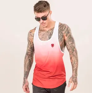 Débardeur à sublimation bicolore en coton imprimé personnalisé Stringer Gym Fitness Singlet Workout Muscle Bodybuilding Tank Top