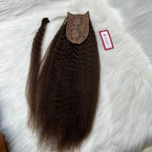 100% Vietnam haute qualité 18 pouces Remy Extensions de cheveux crépus droite vague naturelle lâche vague profonde couleur brune queue de cheval humaine - Product Image 6