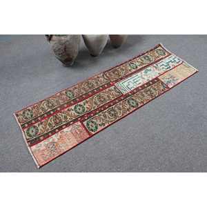 1.8x5.8 ft Turkish Rug, Vintage <b>Runner</b> Rug, Brown <b>Red</b> Floral Rug - Product Image 2