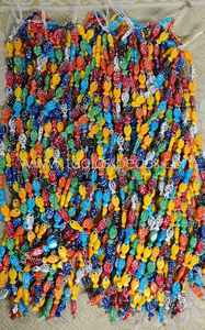 16 cuentas de lámina de plata moteadas de color azul Oliva, cuentas de vidrio de Murano ovaladas metálicas, joyería de moda de la India - Product Image 5