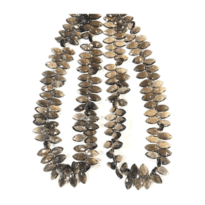 AAA Natural Smokey Cuarzo Facetado Marquesa Forma Briolette Cuentas Tamaño 7x14mm Aprox. 17 pulgadas hebra - Product Image 1