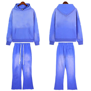 Nouveau meilleur hommes ensembles de survêtement strass personnalisation Logo côté lavage pull à capuche survêtement à capuche pour unisexe - Product Image 4