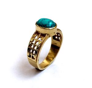 Hot Sale High Quality Vintage Bohemia Fashion Jewelry <b>Turquoise</b> Amethyst Stone Bezel Setting Unisex <b>Rings</b> - Product Image 5