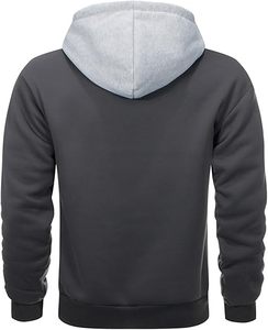 Pull-over à manches longues pour hommes, sweat à capuche en polaire à blocs de couleurs, hauts, vêtements d'hiver fabriqués avec poche personnalisée OEM, exportateur - Product Image 6