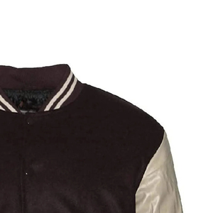Veste universitaire pour homme, noire et beige, en polyester avec doublure en satin, fermeture à boutons, style décontracté, pour l'automne - Product Image 2