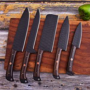 Ensemble de couteaux de chef professionnels en acier Damas fait main, 5 pièces, écologiques, utilitaires, en acier à haute teneur en carbone - Product Image 2