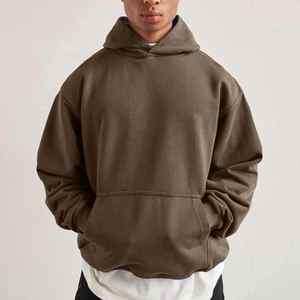 Sudadera con capucha de gran tamaño de algodón 2023 pesado para hombre 100%, ropa de calle personalizada con hombros caídos, felpa francesa Lisa para invierno - Product Image 2