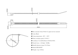 وصلات كبل مشبك حافة EC4 أسود من النايلون المحمي ، 66 من UL ، من خلال قفل ذاتي ، لوحة 1-3 من UL - Product Image 5
