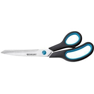 Tijeras para papel Westcott de 247 mm para diestros, de acero, negras/azules, con agarre fácil, universales WESTCOTT - Product Image 1