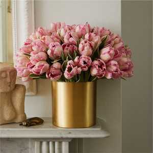 Florero de Metal Dorado Moderno de Lujo, Diseño de Cilindro Alto para Centro de Mesa de Boda, Decoración, Florero Personalizado al por Mayor - Product Image 1