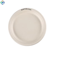 Assiettes jetables modernes haut de gamme en bagasse écologique, 6 pouces, blanc naturel, pour mariages, anniversaires et événements